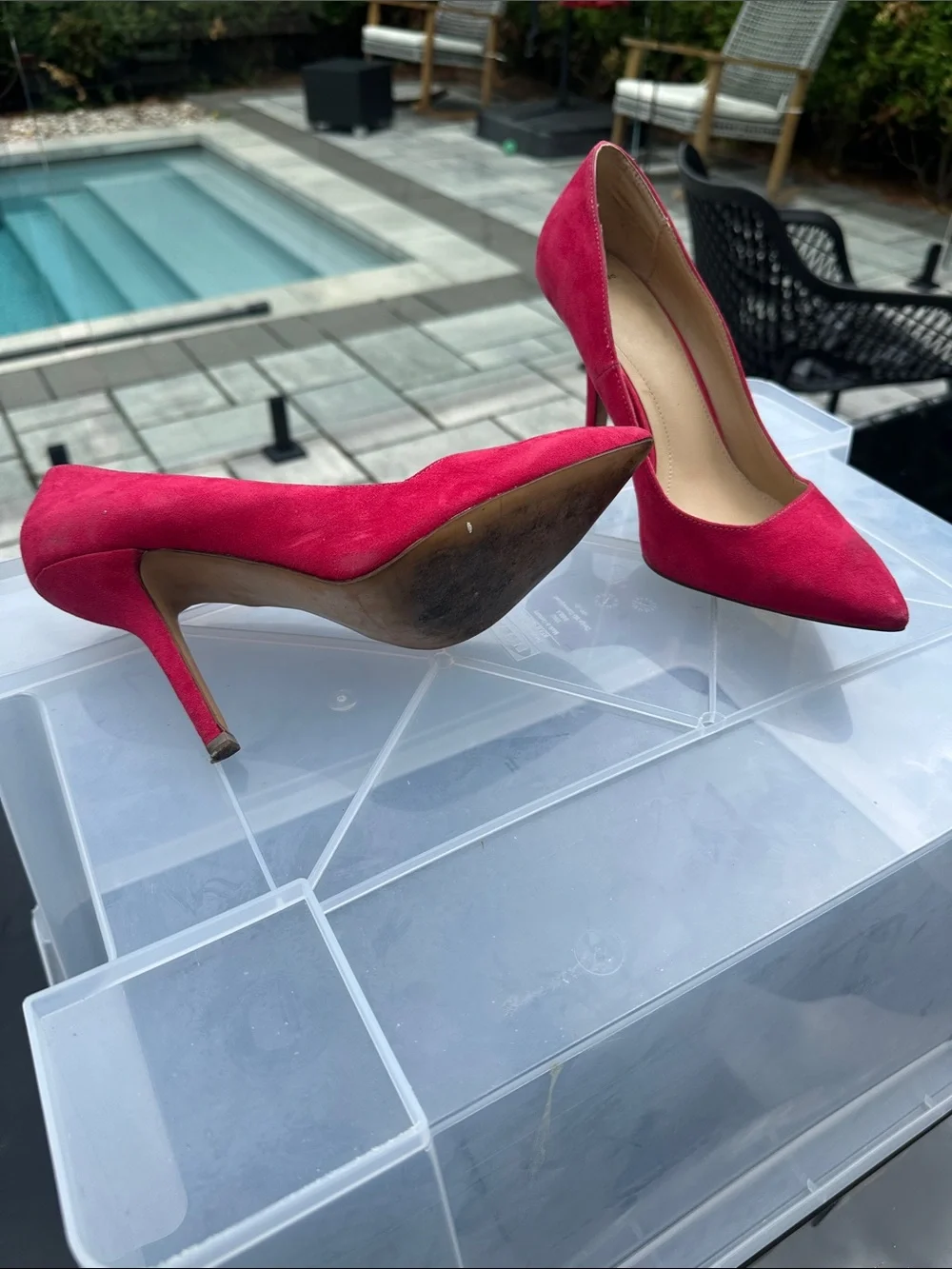 Zara Hot Pink Pointed-Toe Suede Pumps - Picture 2 of 3